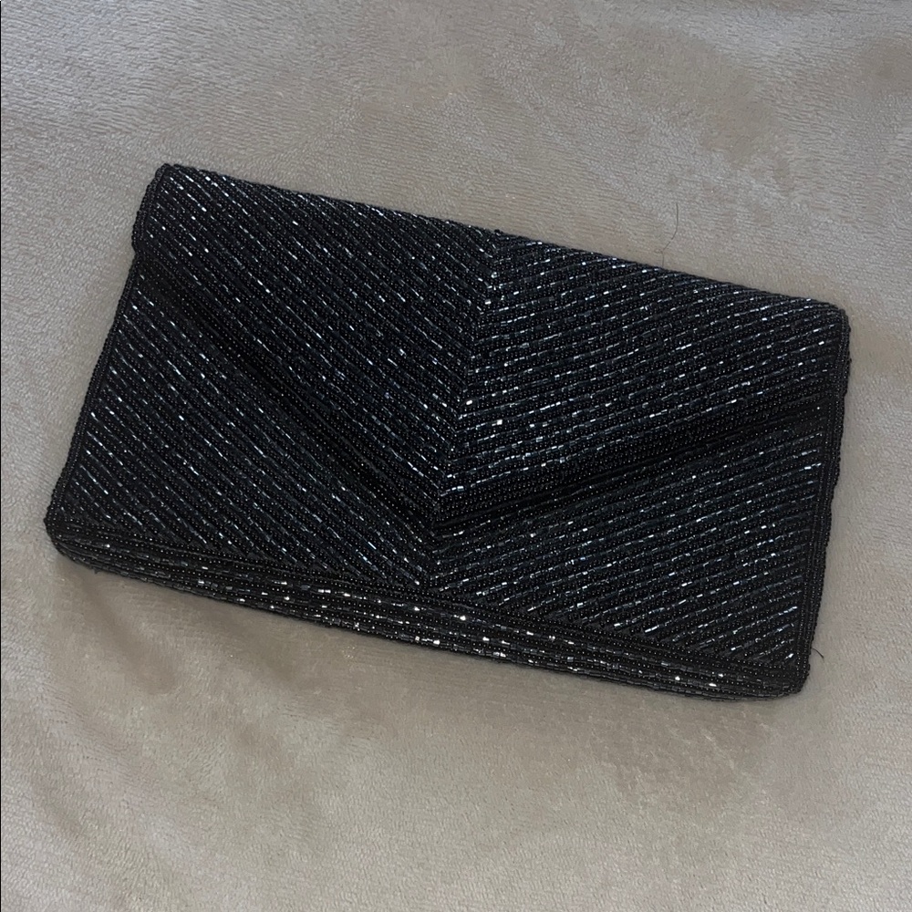 Elegant Black Beaded Clutch